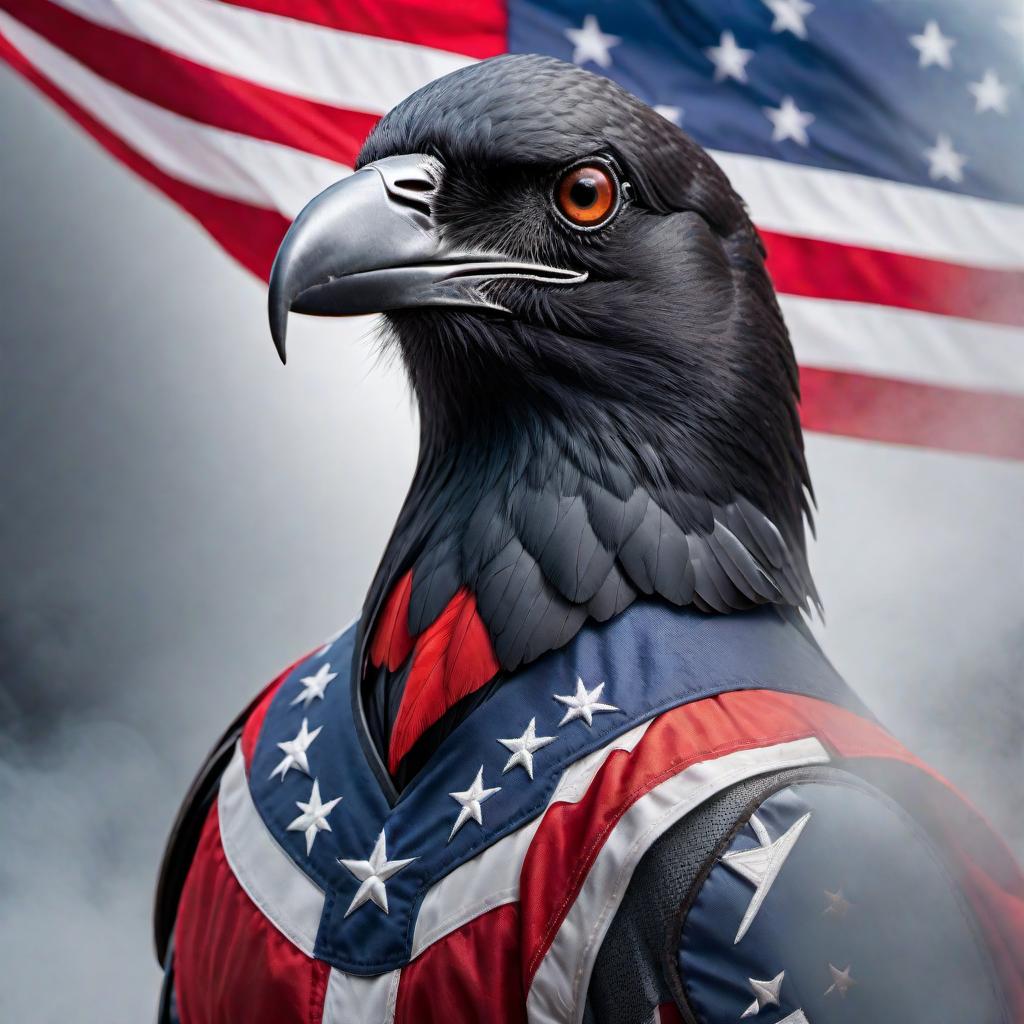  On a white background, create an image with the text 'CROW SAFETY GEAR' in the colors of the American flag. Design the text with a patriotic theme incorporating red, white, and blue. Additionally, add four placards below the text, evenly spaced, where images can be pasted later. Keep the overall design clean and professional. hyperrealistic, full body, detailed clothing, highly detailed, cinematic lighting, stunningly beautiful, intricate, sharp focus, f/1. 8, 85mm, (centered image composition), (professionally color graded), ((bright soft diffused light)), volumetric fog, trending on instagram, trending on tumblr, HDR 4K, 8K