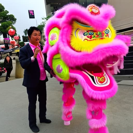  Pink lion dance