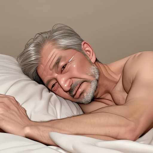  Naked Older man lying in a bed