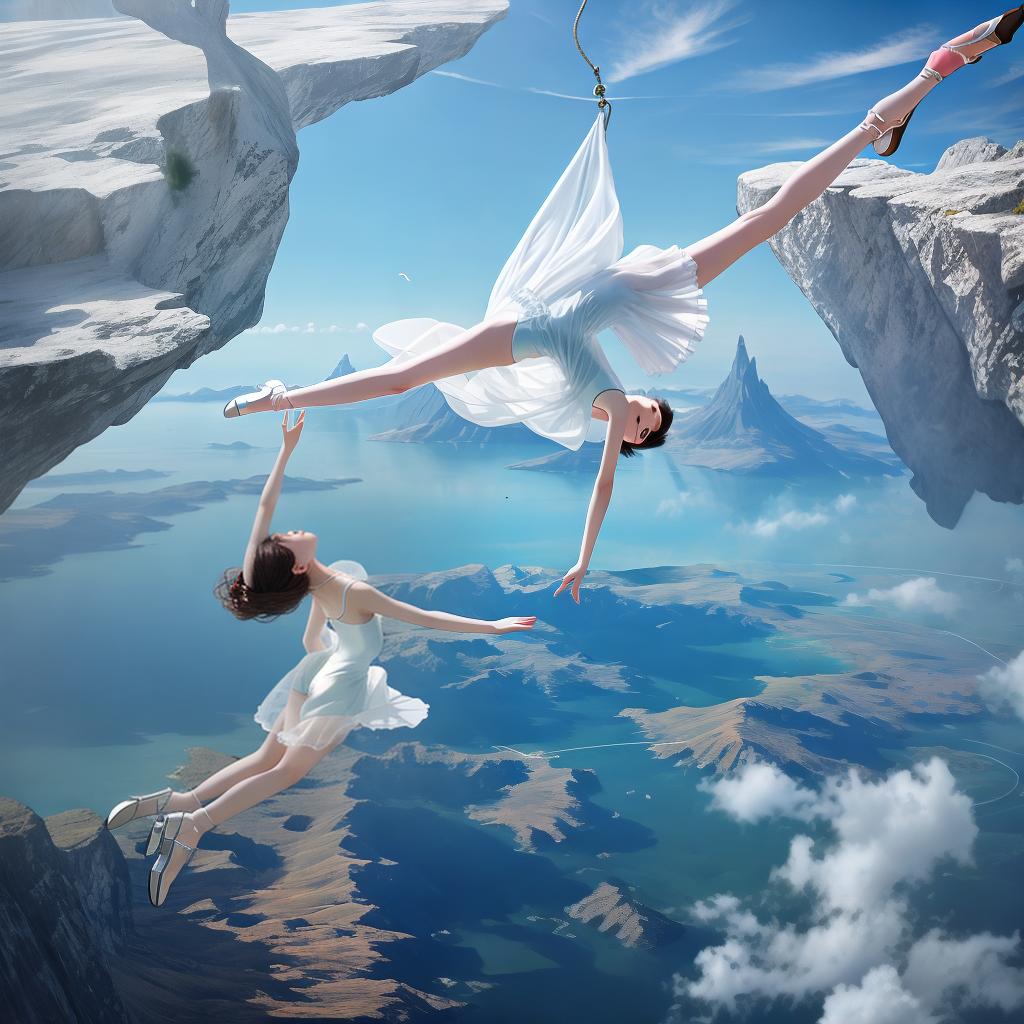  with surrealistic elements, Capture a dreamlike realm where gravity dances in reverse, revealing whimsical landscapes suspended in an ethereal ballet.