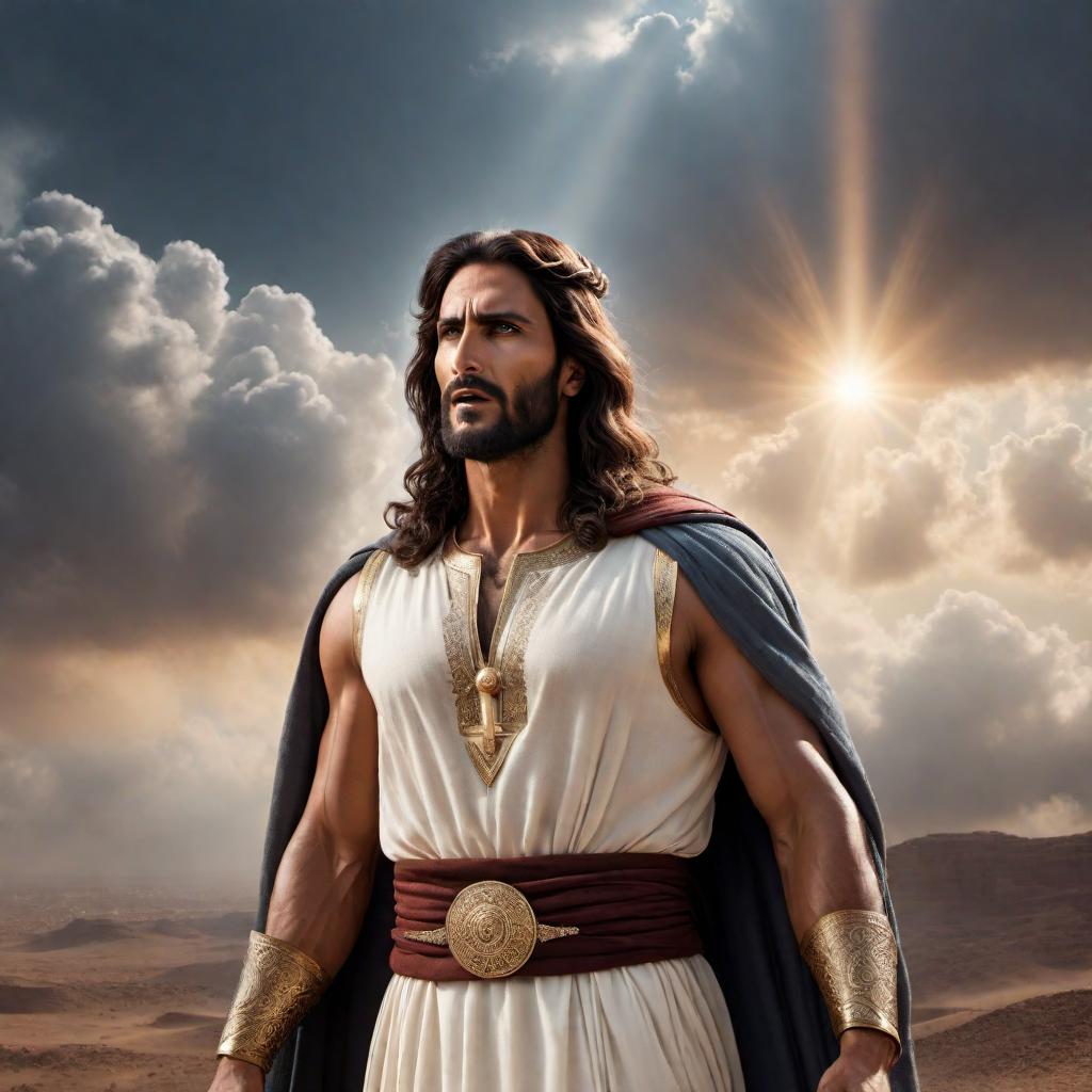  Middle Eastern Jesus standing in heaven, appearing angry and shouting, pointing his finger. hyperrealistic, full body, detailed clothing, highly detailed, cinematic lighting, stunningly beautiful, intricate, sharp focus, f/1. 8, 85mm, (centered image composition), (professionally color graded), ((bright soft diffused light)), volumetric fog, trending on instagram, trending on tumblr, HDR 4K, 8K