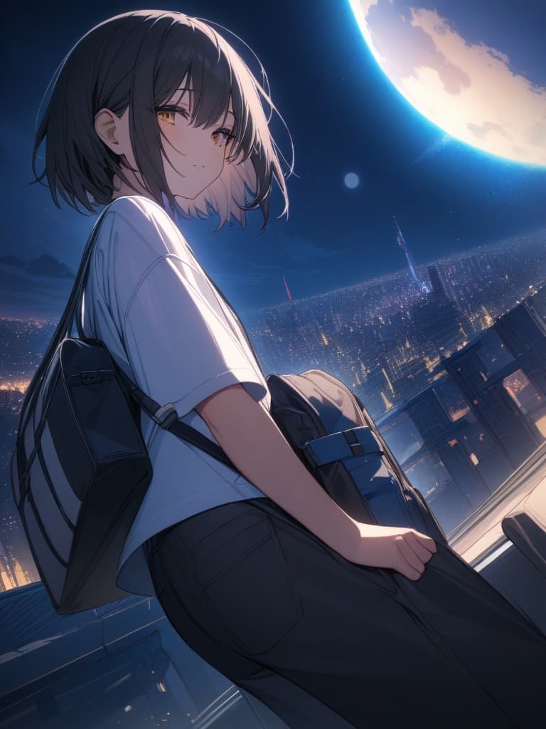  ultra detailed:1.2masterpiece:1.2,best quality,masterpiece,bestquality,hdr:1.1,8k:1.1,(student boy:1.7)(pants set style):from back:1.3,from below:1.6,looking up:1.4,city,night:1.4,star:1.4,moon:1.4,arm up:1.6,hand up:1.6,looking moon:1.7,(black short hair:1.4),headphone, masterpiece, best quality,8k,ultra detailed,high resolution,an extremely delicate and beautiful,hyper detail