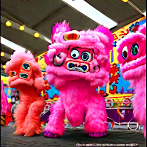  Pink lion dance