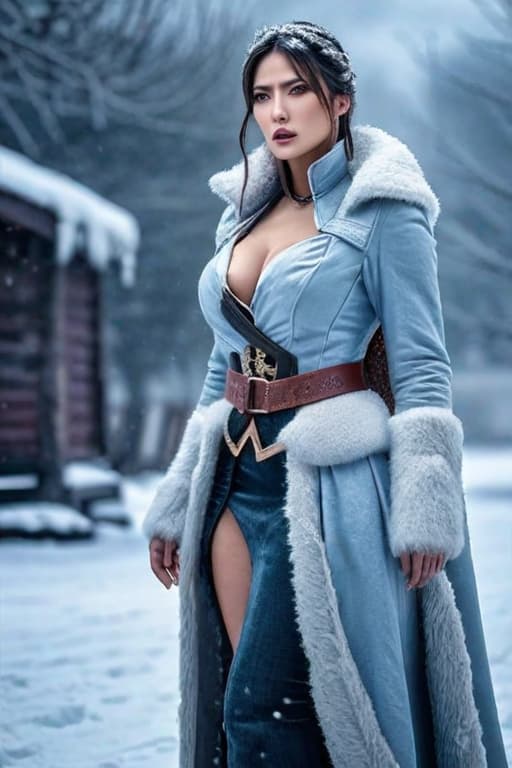  Angry Snow Woman hyperrealistic, full body, detailed clothing, highly detailed, cinematic lighting, stunningly beautiful, intricate, sharp focus, f/1. 8, 85mm, (centered image composition), (professionally color graded), ((bright soft diffused light)), volumetric fog, trending on instagram, trending on tumblr, HDR 4K, 8K