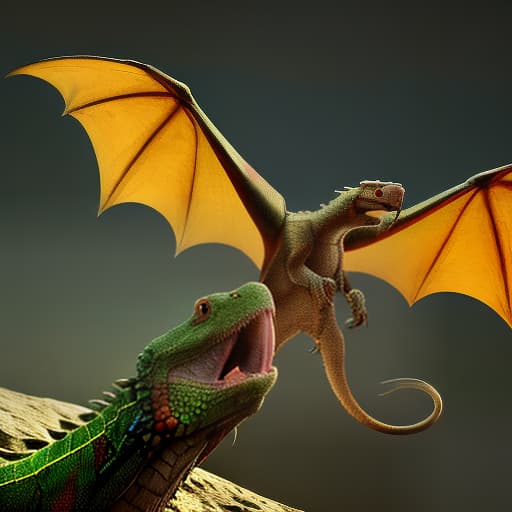 redshift style Dragon, flying, and parrot looking at him