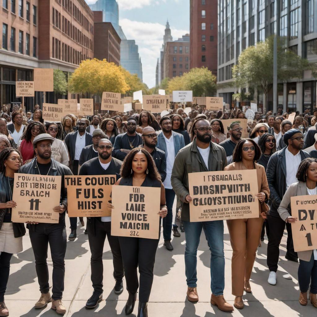  A series of images illustrating key points from the text: 1. People standing together in solidarity, representing diverse communities, with a backdrop of historical pain transitioning to symbols of strength and unity. 2. A timeline showing colonial history with images of exploitation and control by British and European powers, alongside infographics depicting economic disparity, cultural erasure, and systemic discrimination. 3. Diverse activists and community leaders advocating for justice, holding signs and banners calling for the dismantling of systemic racism and oppression. 4. Empowered voices from marginalized communities, with individuals speaking at seminars, participating in forums, and being prominently represented in media and edu hyperrealistic, full body, detailed clothing, highly detailed, cinematic lighting, stunningly beautiful, intricate, sharp focus, f/1. 8, 85mm, (centered image composition), (professionally color graded), ((bright soft diffused light)), volumetric fog, trending on instagram, trending on tumblr, HDR 4K, 8K