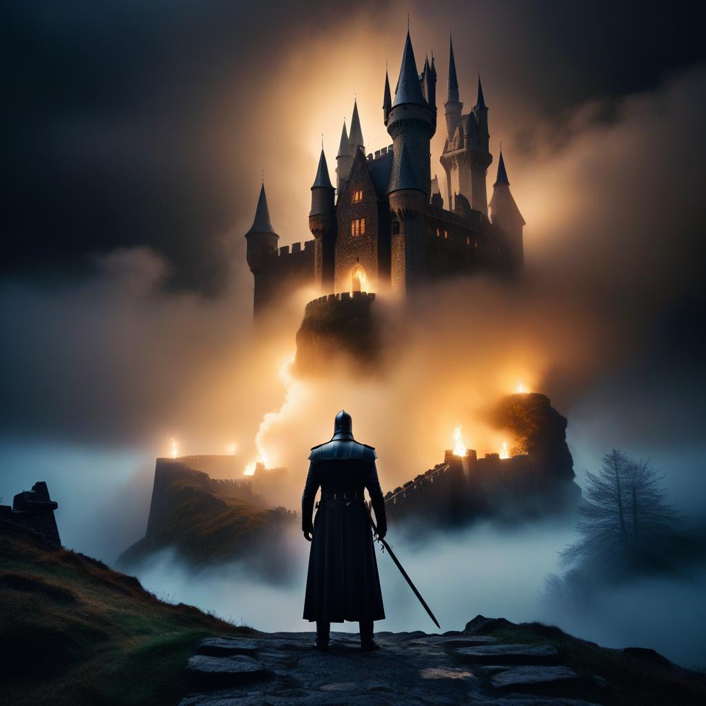  horror themed castle . eerie, unsettling, dark, spooky, suspenseful, grim, highly detailed hyperrealistic, full body, detailed clothing, highly detailed, cinematic lighting, stunningly beautiful, intricate, sharp focus, f/1. 8, 85mm, (centered image composition), (professionally color graded), ((bright soft diffused light)), volumetric fog, trending on instagram, trending on tumblr, HDR 4K, 8K