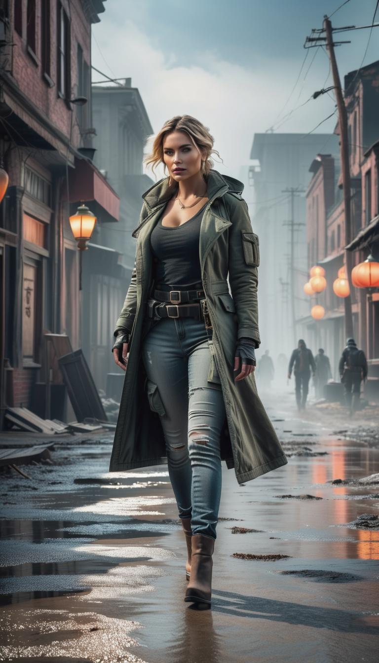  Post apocalyptic style depiction of Vídeo Hardwood sanding floors . Futuristic, technological, survival in the wasteland, desolate cities, and the resilience and survival instincts of humanity theme. hyperrealistic, full body, detailed clothing, highly detailed, cinematic lighting, stunningly beautiful, intricate, sharp focus, f/1. 8, 85mm, (centered image composition), (professionally color graded), ((bright soft diffused light)), volumetric fog, trending on instagram, trending on tumblr, HDR 4K, 8K