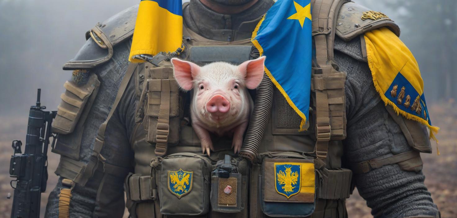  hyperrealistic art Ukrainian flag body armor pig soldier rattle boar tusks (acrylic painting: 1.7) . extremely high resolution details, photographic, realism pushed to extreme, fine texture, incredibly lifelike, FILM PHOTOGRAPHY STYLE hyperrealistic, full body, detailed clothing, highly detailed, cinematic lighting, stunningly beautiful, intricate, sharp focus, f/1. 8, 85mm, (centered image composition), (professionally color graded), ((bright soft diffused light)), volumetric fog, trending on instagram, trending on tumblr, HDR 4K, 8K