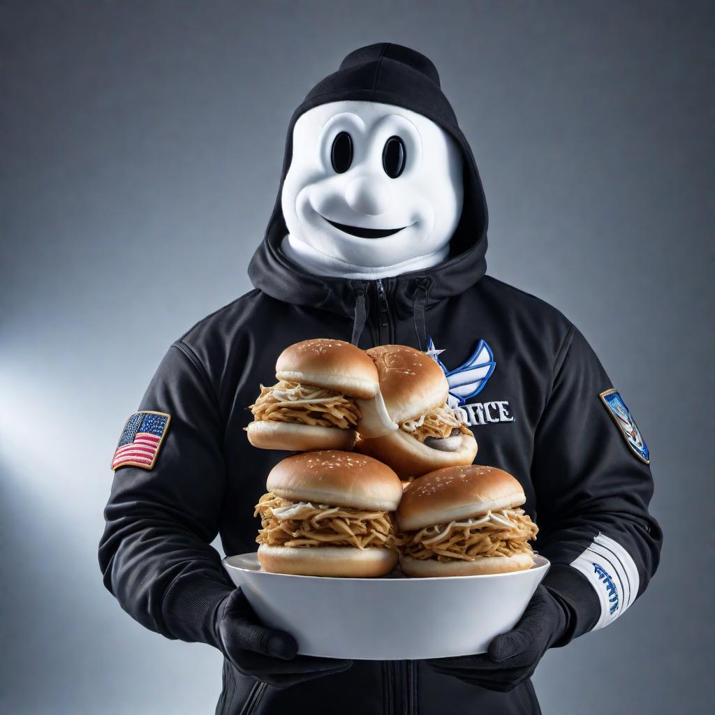  Pillsbury Doughboy wearing a black ski mask and black Air Force One sneakers, standing in a confident pose hyperrealistic, full body, detailed clothing, highly detailed, cinematic lighting, stunningly beautiful, intricate, sharp focus, f/1. 8, 85mm, (centered image composition), (professionally color graded), ((bright soft diffused light)), volumetric fog, trending on instagram, trending on tumblr, HDR 4K, 8K