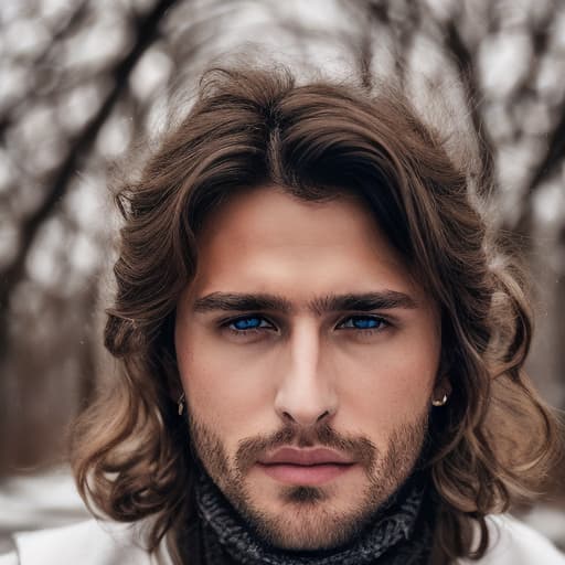 portrait+ style Russian Siberian power show queer brunette hunk dude face