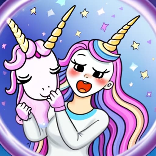  Unicorn mom trying to put screaming unicorn in bubble 