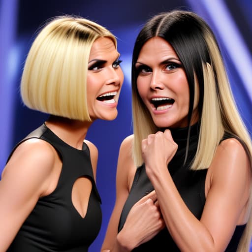  Black haired Verona Pooth fights with Blonde haired Heidi Klum