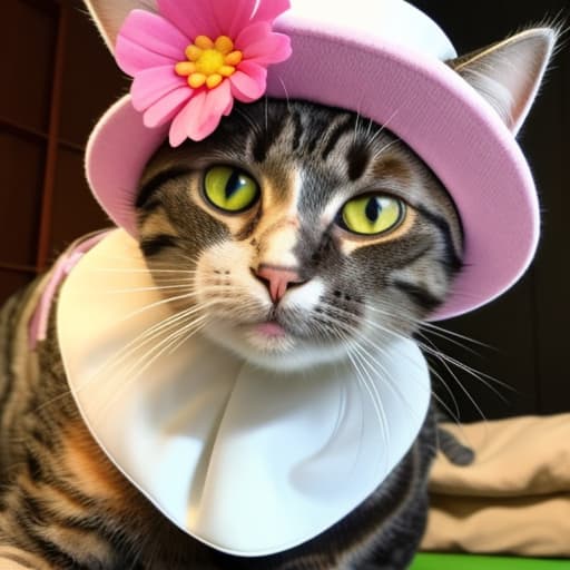  A cat with flower hat