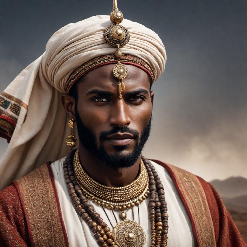  An image of a Moor, depicting a person from North Africa with cultural attire, traditional accessories, and unique features. hyperrealistic, full body, detailed clothing, highly detailed, cinematic lighting, stunningly beautiful, intricate, sharp focus, f/1. 8, 85mm, (centered image composition), (professionally color graded), ((bright soft diffused light)), volumetric fog, trending on instagram, trending on tumblr, HDR 4K, 8K