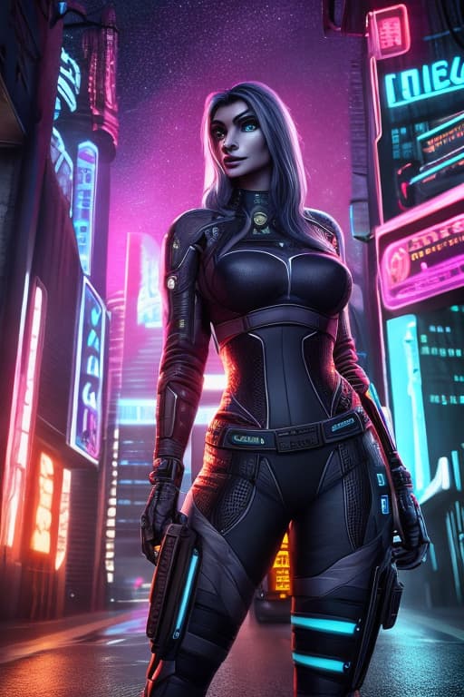  Beautiful woman face mixed with biomechanics. Background is a space city. Cyberpunk hyperrealistic, full body, detailed clothing, highly detailed, cinematic lighting, stunningly beautiful, intricate, sharp focus, f/1. 8, 85mm, (centered image composition), (professionally color graded), ((bright soft diffused light)), volumetric fog, trending on instagram, trending on tumblr, HDR 4K, 8K