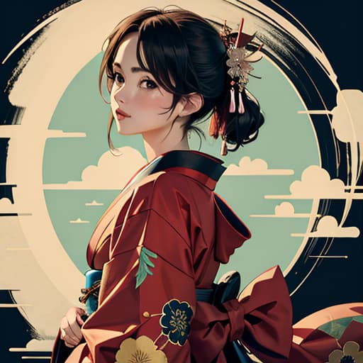  Anime , , wearing kimono, semi-, (:0.8), (masterpiece, best quality, ultra-detailed), high contrast, highres, 4K, 8K