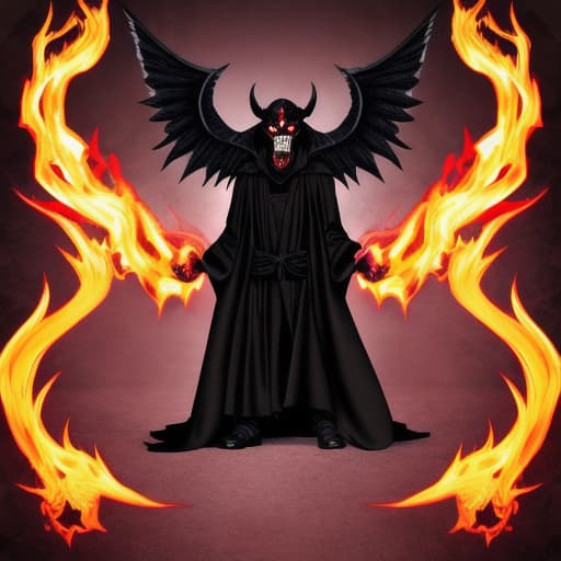  Angry demon with black robes