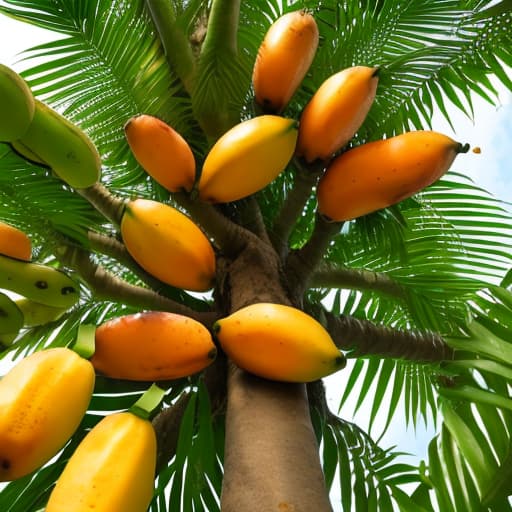  oranges, mangoes and banana on the same tree in tropical africa