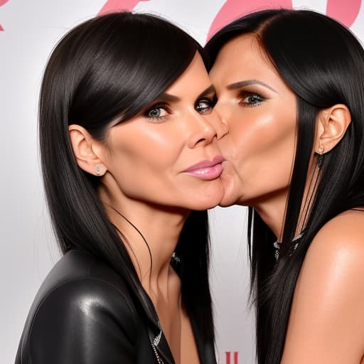  Black haired Verona Pooth Shares Deep Kiss with Blonde haired Heidi Klum