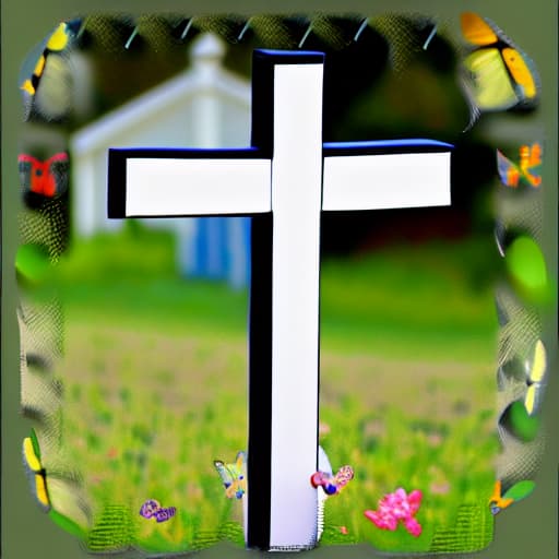  Cross with butterflies around outside of cross