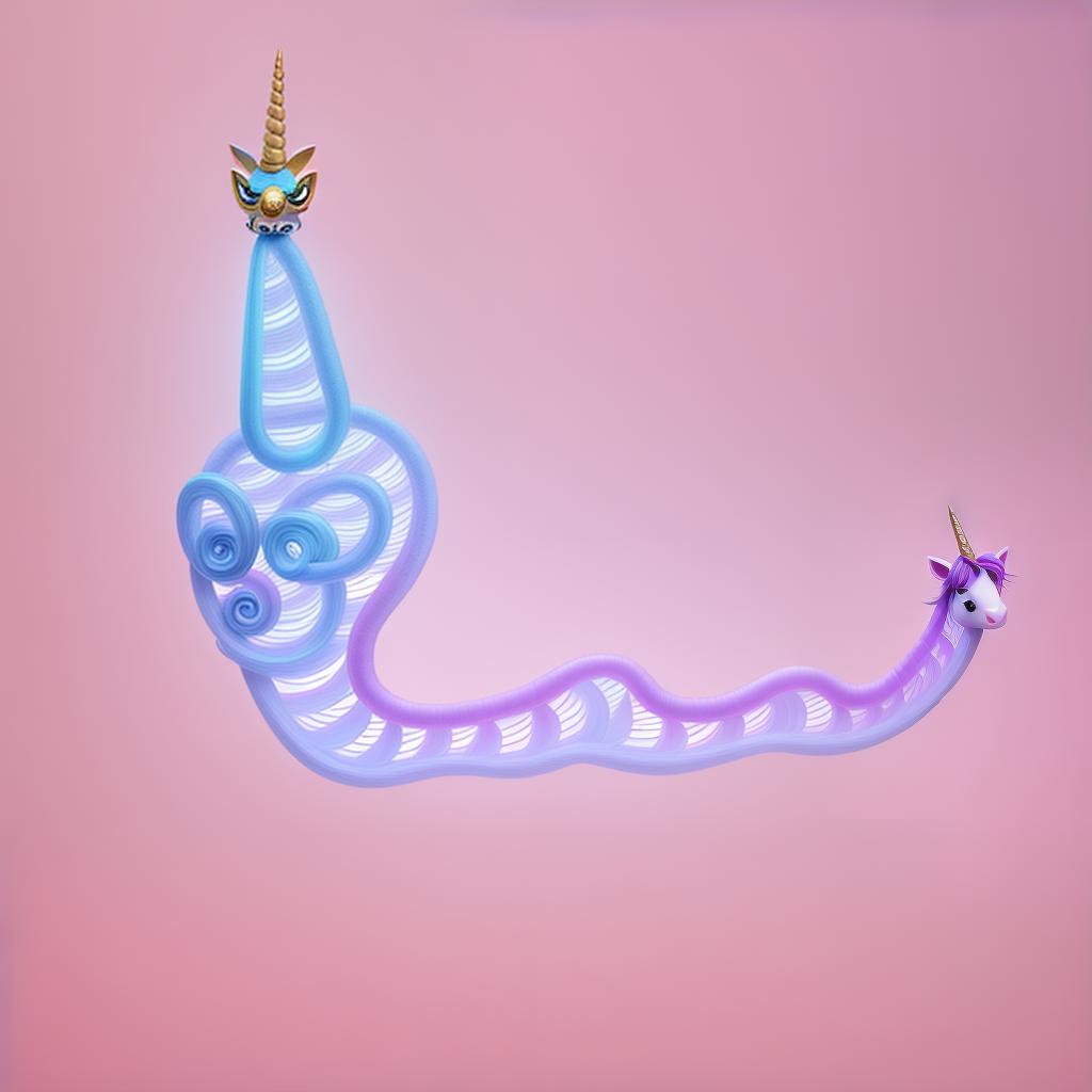  A unicorn worm, in fantasy rich forrest, best quality, masterpiece