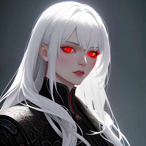  A man is a vampire with a cold stare. He has white hair and red eyes., Anime style photo, Manga style, Digital art, glow effects, Hand drawn, render, 8k, octane render, cinema 4d, blender, dark, atmospheric 4k ultra detailed, cinematic sensual, Sharp focus, humorous illustration, hyperrealistic, big depth of field, Masterpiece, colors, 3d octane render, 4k, concept art, trending on artstation, hyperrealistic, Vivid colors hyperrealistic, full body, detailed clothing, highly detailed, cinematic lighting, stunningly beautiful, intricate, sharp focus, f/1. 8, 85mm, (centered image composition), (professionally color graded), ((bright soft diffused light)), volumetric fog, trending on instagram, trending on tumblr, HDR 4K, 8K