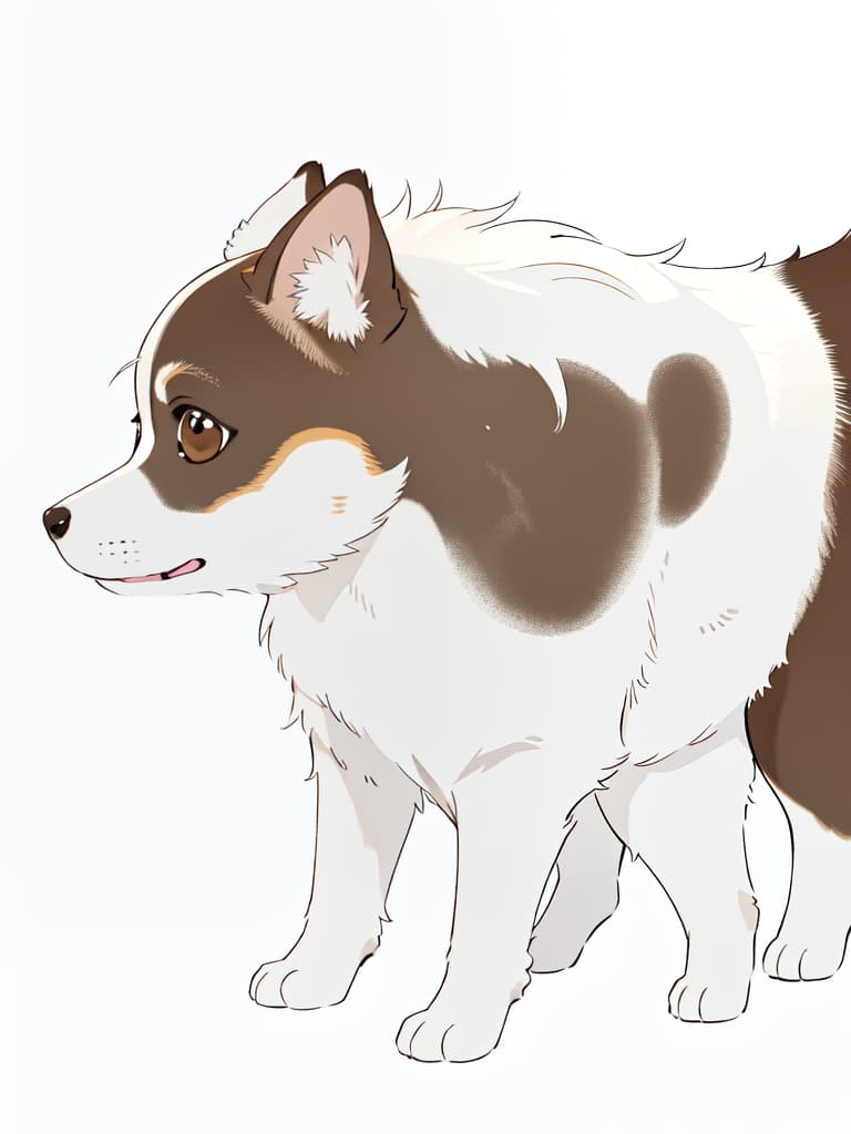  Japanese Dog, Small, the background is white, White and Brown, masterpiece, best quality,8k,ultra detailed,high resolution,an extremely delicate and beautiful,hyper detail