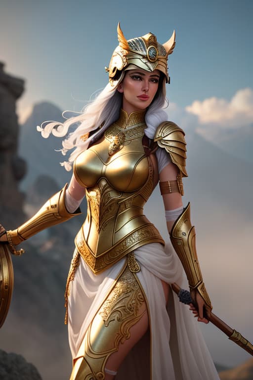  Beautiful Athena in helmet posing sideways face hyperrealistic, full body, detailed clothing, highly detailed, cinematic lighting, stunningly beautiful, intricate, sharp focus, f/1. 8, 85mm, (centered image composition), (professionally color graded), ((bright soft diffused light)), volumetric fog, trending on instagram, trending on tumblr, HDR 4K, 8K