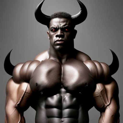  Devil posing big muscles all black mixed with death realistic