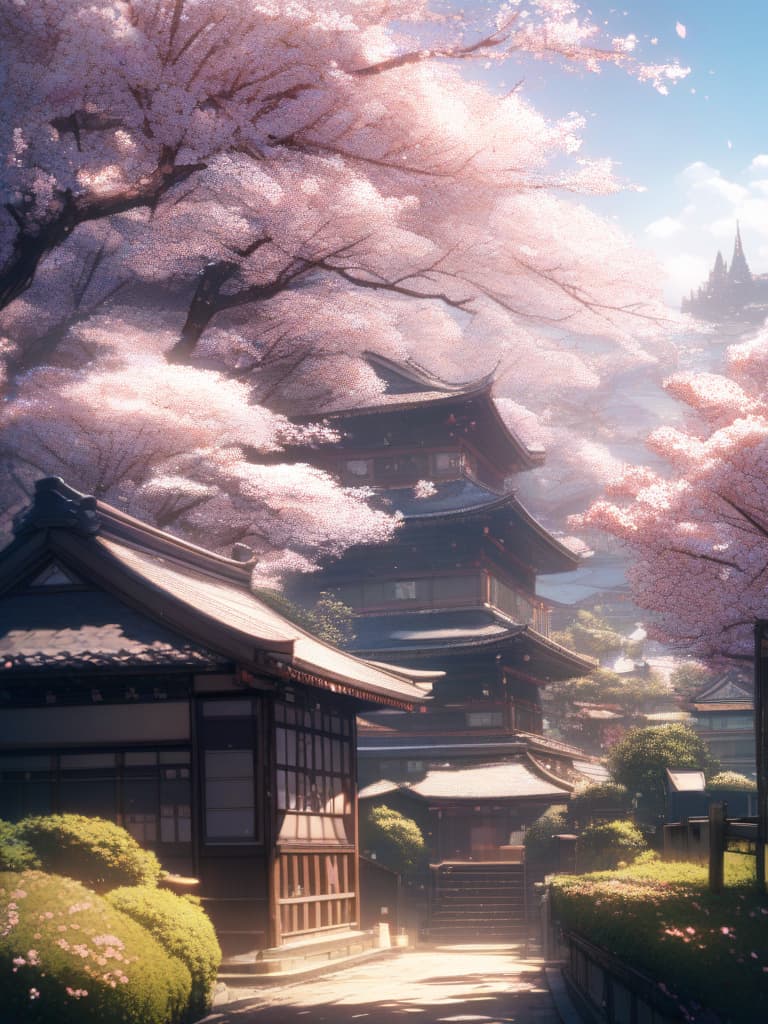  Japanese scenery, cherry blossoms, masterpiece, best quality,8k,ultra detailed,high resolution,an extremely delicate and beautiful,hyper detail