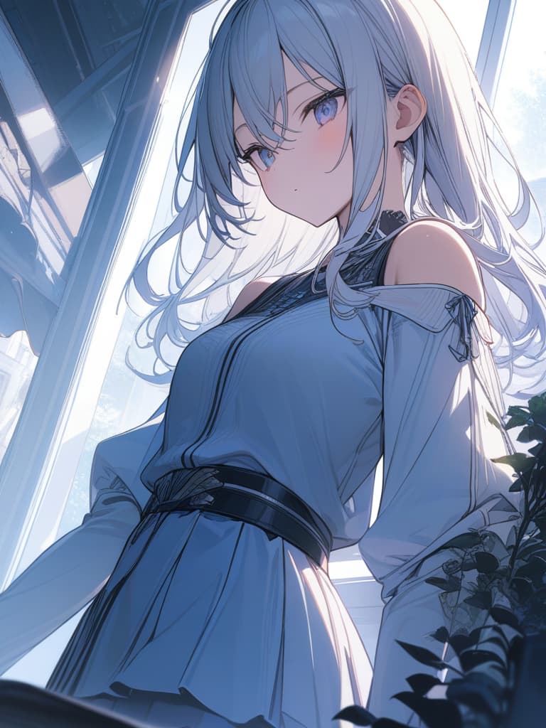  Subculture, jerseys, moe sleeves, light blue, white hair, bug, masterpiece, best quality,8k,ultra detailed,high resolution,an extremely delicate and beautiful,hyper detail