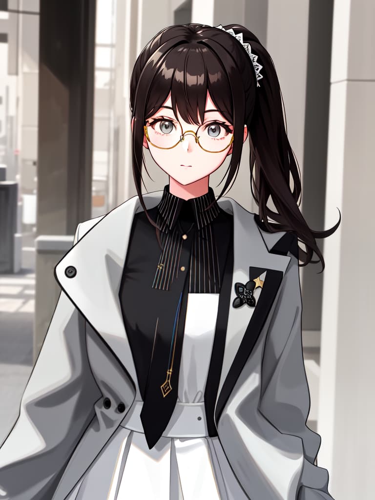  Stylish glasses girls, modern coordinates, ponytails, masterpiece, best quality,8k,ultra detailed,high resolution,an extremely delicate and beautiful,hyper detail