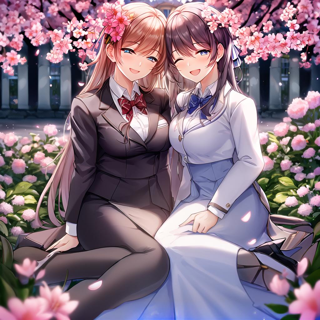  (masterpiece),(best quality), blue eyes, school uniform, garden, sakura, big smile, closed eyes, open mouth, best quality, looking at the viewer, hyperrealistic, full body, detailed clothing, highly detailed, cinematic lighting, stunningly beautiful, intricate, sharp focus, f/1. 8, 85mm, (centered image composition), (professionally color graded), ((bright soft diffused light)), volumetric fog, trending on instagram, trending on tumblr, HDR 4K, 8K