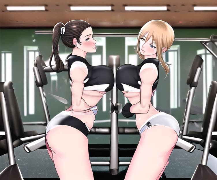  Gym Room, 2 German Girls, Real Shaper 16K HD, Clear Face and Clear Bodys, full view, softcore erotic,