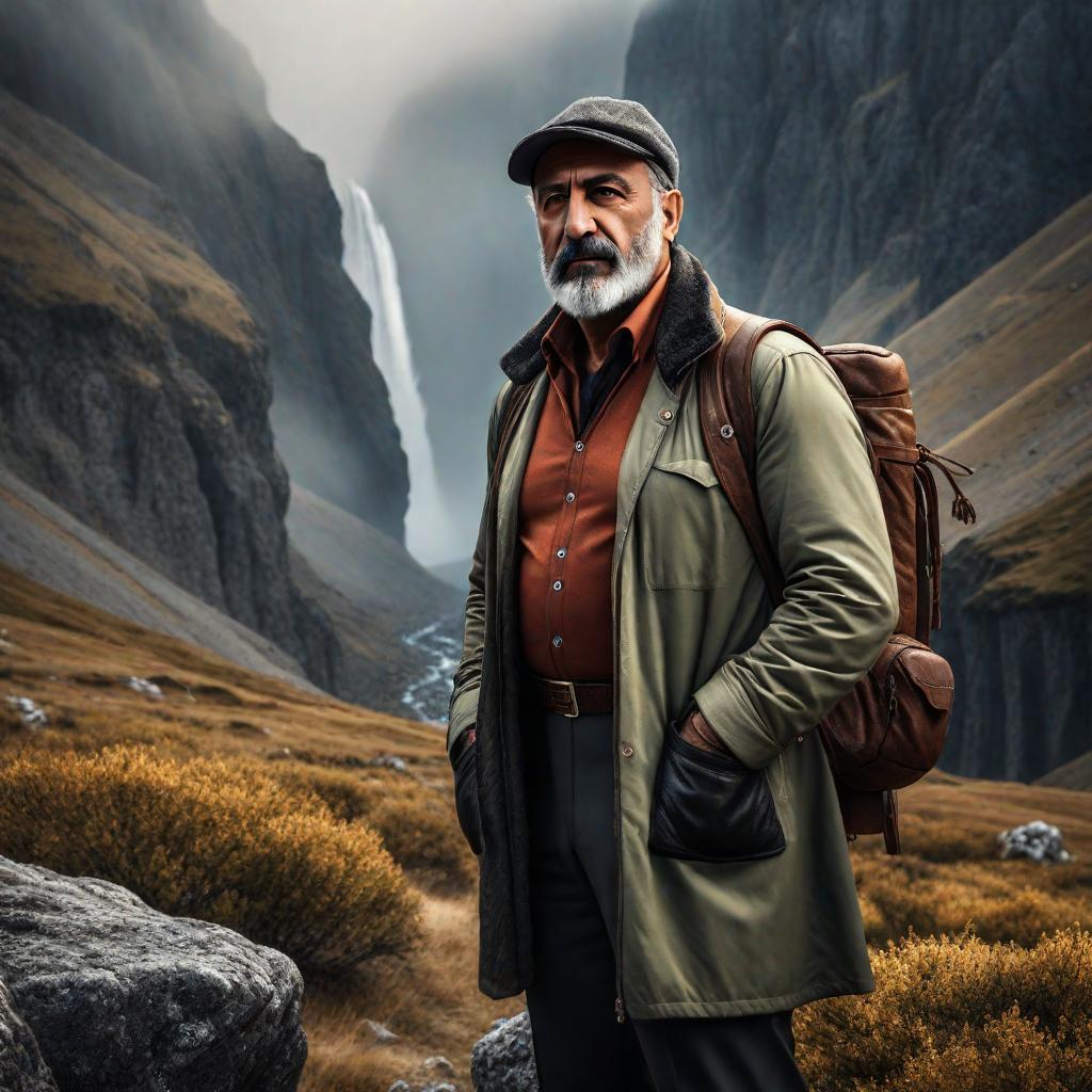  Turkish geology professor Celal Şengör hyperrealistic, full body, detailed clothing, highly detailed, cinematic lighting, stunningly beautiful, intricate, sharp focus, f/1. 8, 85mm, (centered image composition), (professionally color graded), ((bright soft diffused light)), volumetric fog, trending on instagram, trending on tumblr, HDR 4K, 8K