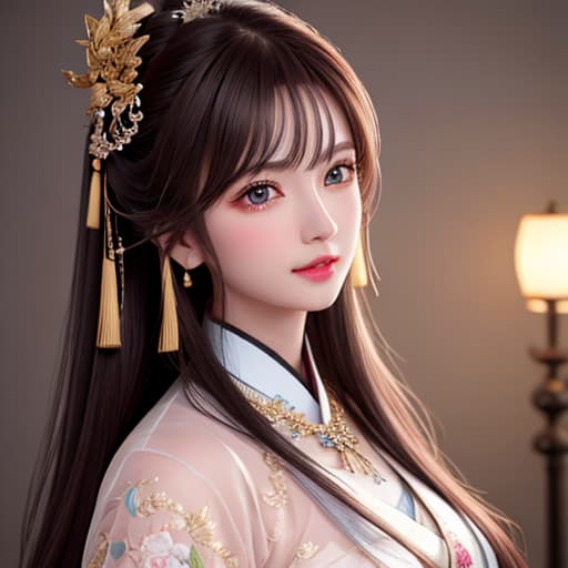  best quality, masterpiece, highres, 1girl,blush,(seductive smile:0.8),star shaped pupils,china hanfu,hair ornament,necklace, jewelry,Beautiful face,upon body, tyndall effect,photorealistic, dark studio, rim lighting, two tone lighting,(high detailed skin:1.2), 8k uhd, dslr, soft lighting, high quality, volumetric lighting, candid, Photograph, high resolution, 4k, 8k, Bokeh hyperrealistic, full body, detailed clothing, highly detailed, cinematic lighting, stunningly beautiful, intricate, sharp focus, f/1. 8, 85mm, (centered image composition), (professionally color graded), ((bright soft diffused light)), volumetric fog, trending on instagram, trending on tumblr, HDR 4K, 8K