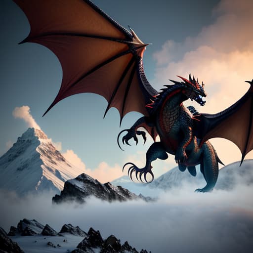  DRAGONS FLYING OVER SKIES, SNOWY MOUNTAINS, VOLCANIC STORMS, AND SOLDIERS FIGHTING UNDER THE SLOGAN MELANO DRAGON hyperrealistic, full body, detailed clothing, highly detailed, cinematic lighting, stunningly beautiful, intricate, sharp focus, f/1. 8, 85mm, (centered image composition), (professionally color graded), ((bright soft diffused light)), volumetric fog, trending on instagram, trending on tumblr, HDR 4K, 8K