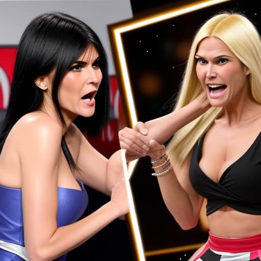  Black haired Verona Pooth fights with Blonde haired Heidi Klum