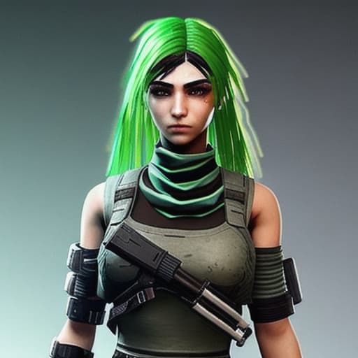  Cyberpunk combat sports I want a design for a dress for the game PUBG, inspired by the Palestinian fighting girl with green eyes and long hair, with details of the Palestinian heritage and the Palestinian keffiyeh.