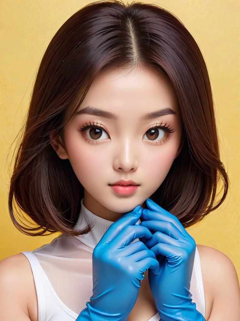  Asian in rubber gloves and a her 