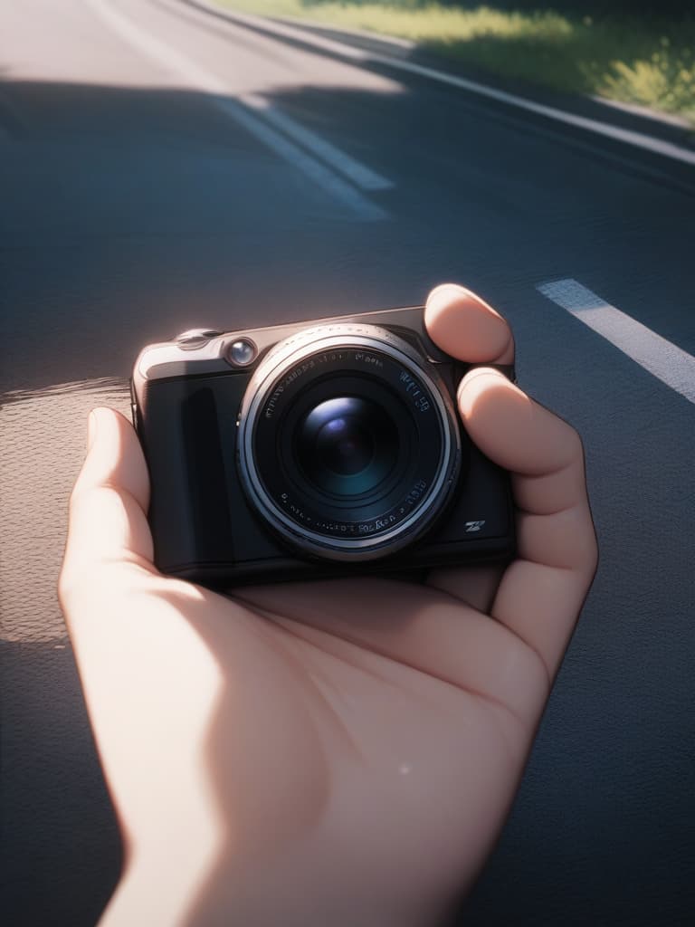  high quality,base on XXX,jitome,on the road,hard surface,from above,disposable camera,Dark Brown, masterpiece, best quality,8k,ultra detailed,high resolution,an extremely delicate and beautiful,hyper detail