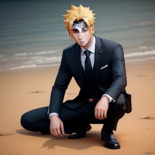  Naruto wearing a suit, masterpieces, top quality, best quality, official art, beautiful and aesthetic, realistic, 4K, 8K