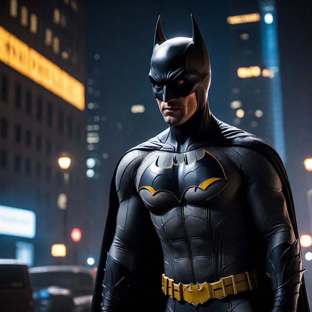  A fusion of Batman and Spiderman, combining their iconic elements such as Batman's suit and cape with Spiderman's mask and webbing, set in a dark, action-packed Gotham City scene. hyperrealistic, full body, detailed clothing, highly detailed, cinematic lighting, stunningly beautiful, intricate, sharp focus, f/1. 8, 85mm, (centered image composition), (professionally color graded), ((bright soft diffused light)), volumetric fog, trending on instagram, trending on tumblr, HDR 4K, 8K