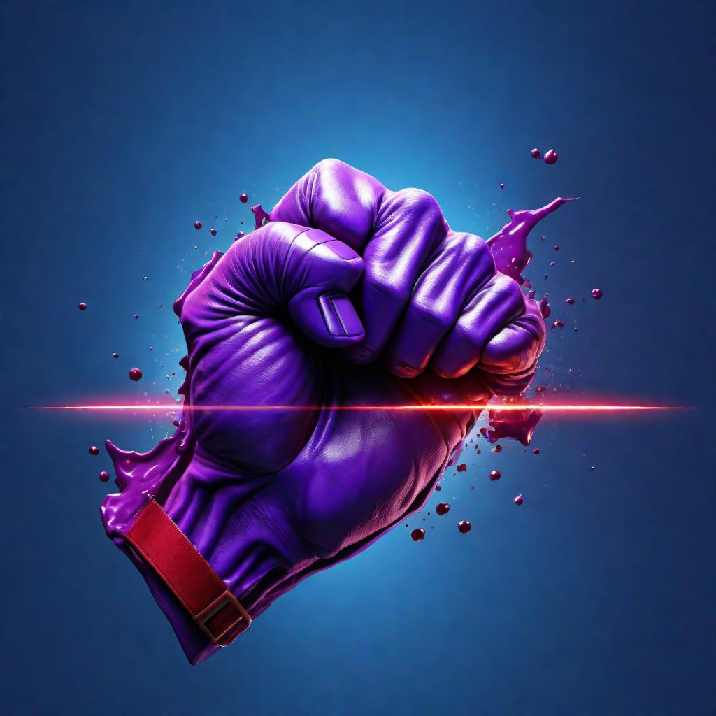  A blue background with a red-outlined communist fist. The fist is purple and has a Metal Gear Solid border around it. Purple blood is dripping from the fist. Across the top, the text 'Network Bros' is displayed. hyperrealistic, full body, detailed clothing, highly detailed, cinematic lighting, stunningly beautiful, intricate, sharp focus, f/1. 8, 85mm, (centered image composition), (professionally color graded), ((bright soft diffused light)), volumetric fog, trending on instagram, trending on tumblr, HDR 4K, 8K