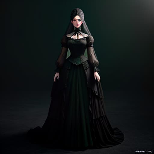  Porcelain doll stands straight from head to toe, a old , long light hair, big expressive eyes, the doll is dressed in black, a beautiful black outfit, Victorian era black dress, the color palette of the image is black and green, which gives it a special depth and mystery. The lighting is evening. Detailed high. Ilration. hyperrealistic, full body, detailed clothing, highly detailed, cinematic lighting, stunningly beautiful, intricate, sharp focus, f/1. 8, 85mm, (centered image composition), (professionally color graded), ((bright soft diffused light)), volumetric fog, trending on instagram, trending on tumblr, HDR 4K, 8K