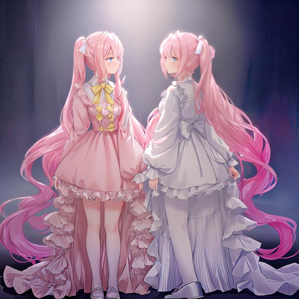  masterpiece, best quality, standing, cute, pink frilled dress,gold long hair, twintails, bowtie, beautiful eyes, shamed, from side, blue sky,seaside, hidden hands, pastel hyperrealistic, full body, detailed clothing, highly detailed, cinematic lighting, stunningly beautiful, intricate, sharp focus, f/1. 8, 85mm, (centered image composition), (professionally color graded), ((bright soft diffused light)), volumetric fog, trending on instagram, trending on tumblr, HDR 4K, 8K