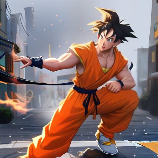  Goku manejando un scuter en un barrio de Brazil hyperrealistic, full body, detailed clothing, highly detailed, cinematic lighting, stunningly beautiful, intricate, sharp focus, f/1. 8, 85mm, (centered image composition), (professionally color graded), ((bright soft diffused light)), volumetric fog, trending on instagram, trending on tumblr, HDR 4K, 8K