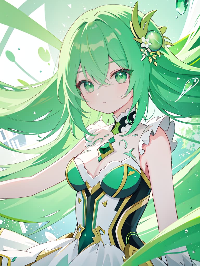  Green hair character valve, masterpiece, best quality,8k,ultra detailed,high resolution,an extremely delicate and beautiful,hyper detail