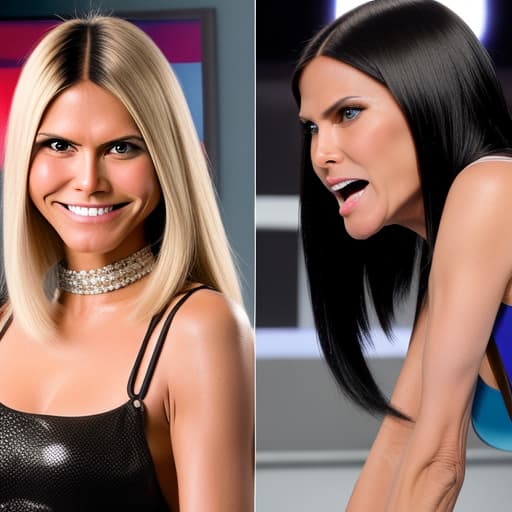  Black haired Verona Pooth fights with Blonde haired Heidi Klum